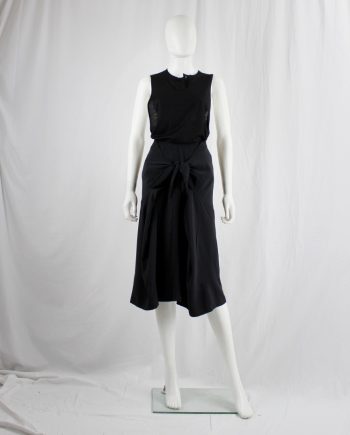 vintage Rick Owens ANTHEM black midi-skirt with front ties creating pleats spring 2011