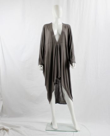 Rick Owens ISLAND brown draped batwing dress with deep v-neck — spring 2013