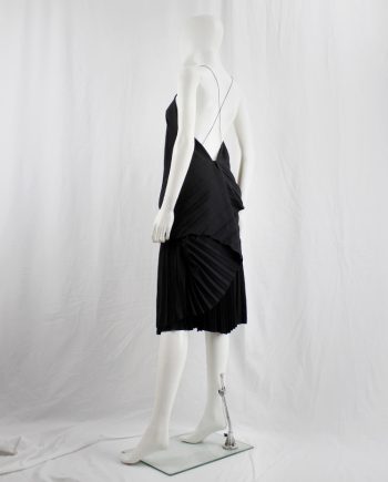 vintage af Vandevorst black draped backless dress with accordeon pleats spring 2014
