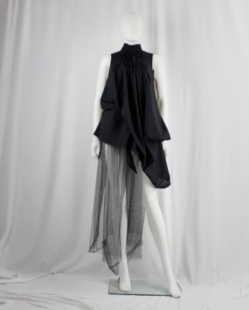 Ann Demeulemeester Blanche black draped dress or tunic with pleated bust fall 2009 re-edition