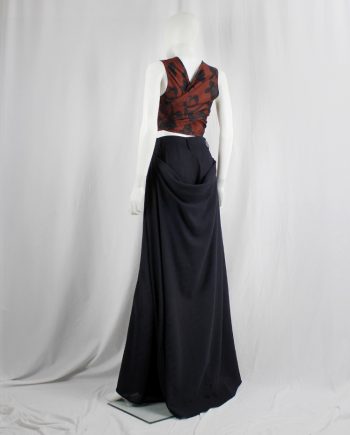 Dirk Bikkembergs dark blue extra wide trousers with draped skirt on the back 1990s 90s