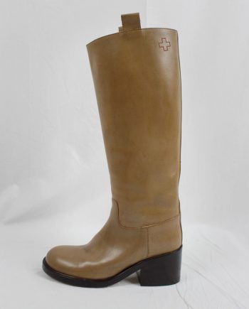 af Vandevorst caramel brown tall classic riding boots with low heel