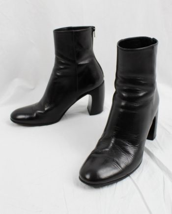 vintage Ann Demeulemeester black ankle boots with inwards curved heel 1990s 90s