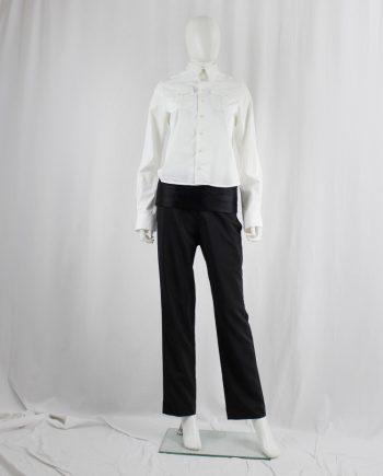 vintage Junya Watanabe black trousers with integrated satin cummerbund spring 2007
