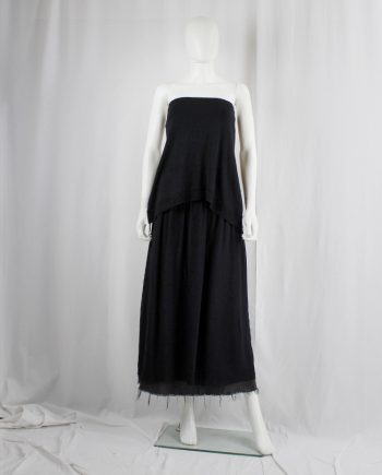 vintage Maison Martin Margiela black strapless knit bandeau top with stretched out sides fall 2004