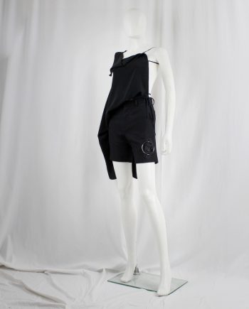 vintage Noir Kei Ninomiya dark blue shorts with silver circle covered with 'crow's nest' knit — fall 2013