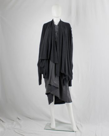 vintage Rick Owens lilies dark grey transformable draped cardigan with extra long sleeves