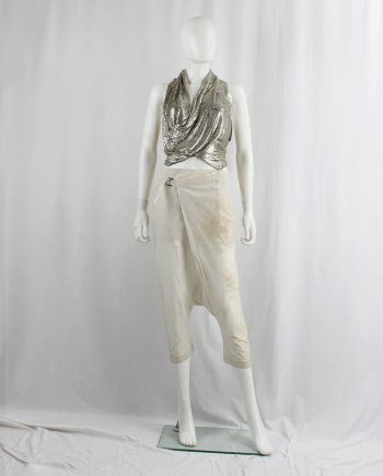 vintage af Vandevorst beige belted harem trousers decorated with Belgian beach sand spring 2014