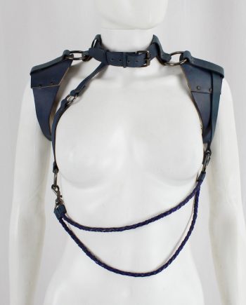 vintage A.F. Vandevorst blue leather bondage harness with studs spring 201