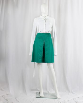 vintage AF Vandevorst green skirt with corset hook front opening spring 1999