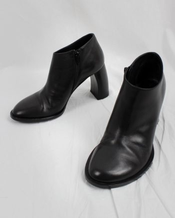 vintage Ann Demeulemeester Blanche black ankle booties with banana heel (39) — fall 1997 re-edition