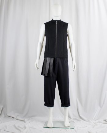 vintage Lieve Van Gorp black wool sleeveless biker vest with vertical stitched panels