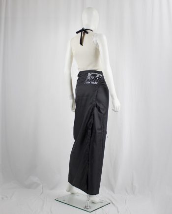 vintage Maison Martin Margiela 6 black maxi length wrap skirt with square pleats spring 1999