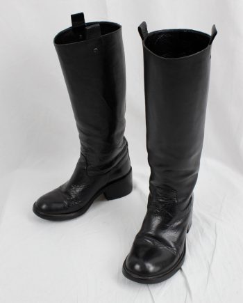 vintage af Vandevorst grey tall classic studded riding boots with low heel