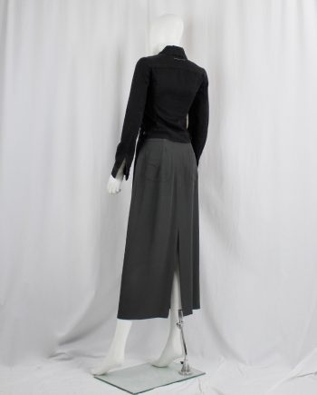 archive Ingrid Van De Wiele grey maxi skirt with crossing darts 90s 1990s