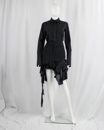vintage AF Vandevorst black skirt made of cut-off trousers and a deconstructed wedding dress spring 2017
