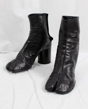vintage Maison Martin Margiela black classic tabi boots with cylinder heel 1990s 90s