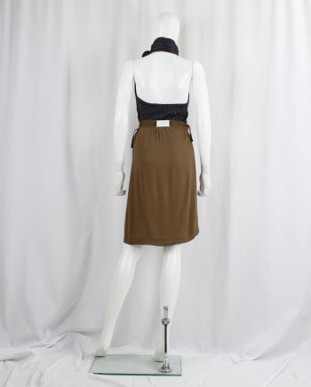 vintage Maison Martin Margiela brown skirt with half-loosened waistband and exposed label spring 2004