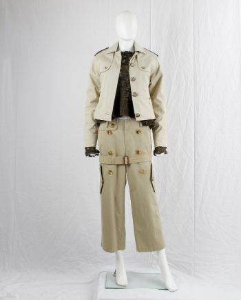 Junya Watanabe beige trousers designed after a trenchcoat with low belt spring 2006