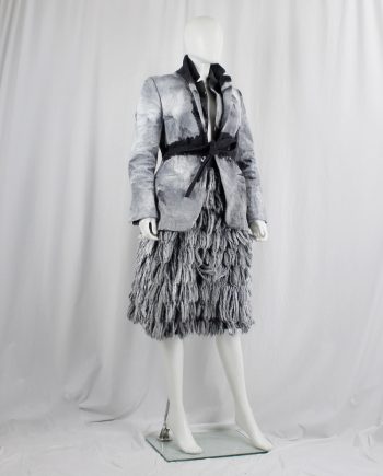 vintage A.F. Vandevorst grey shaggy skirt spraypainted white fall 2015 performance