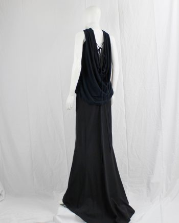 vintage AF. Vandevorst black floor-length skirt with front trouser-cuff and back tail fall 1999