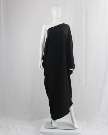 Maison Martin Margiela 1 black one shoulder maxi dress with side draped silhouette — fall 2008