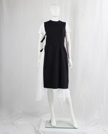 vintage Noir Kei Ninomiya black dress with open side gathered by two belts fall 2016