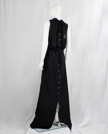 vintage Ann Demeulemeester black maxi dress with buttons along the full back spring 2019