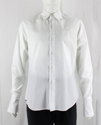 vintage Ann Demeulemeester white shirt with front buttons half covered by a button flap