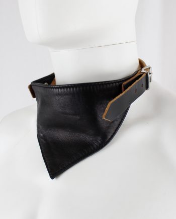 vintage Lieve Van Gorp black leather neck scarf with belt fall 2000
