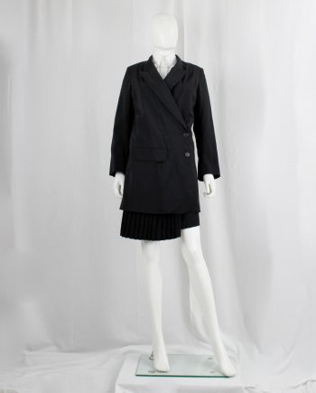 1990s 90s Ann Demeulemeester black asymmetric blazer with overlapping front fall 1998