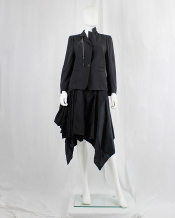 vintage Ann Demeulemeester Blanche black high closing blazer with silver chains fall 2004 re-edition