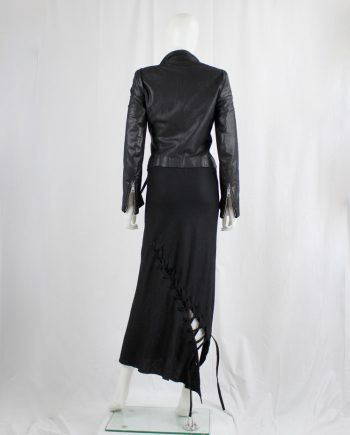 vintage Ann Demeulemeester black maxi skirt with diagonal corset lacing fall 2006