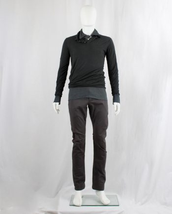 vintage Ann Demeulemeester grey double layered and twisted polo jumper