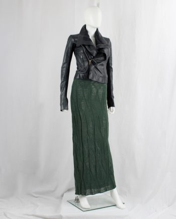vintage Kaat Tilley forest green maxi skirt with organic knitted pattern