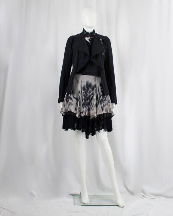 Kaat Tilley pink and black spotted skirt with grey metallic and black lace underlayers
