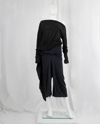 vintage Rick Owens lilies dark grey wool drop crotch harem trousers with twisted front