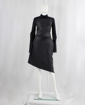 vintage af Vandevorst black strapless panelled dress in leather look
