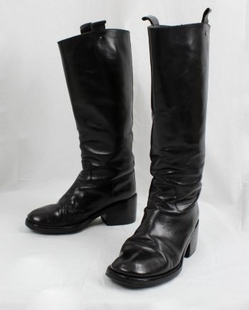 vintage af Vandevorst black tall classic studded riding boots with low heel