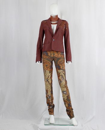 vintage A.F. Vandevorst red blazer with orange and silver shoulder embroidery spring 2012