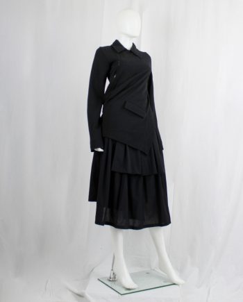 vintage Comme des Garcons black coat with zipper twisting around the body fall 2002