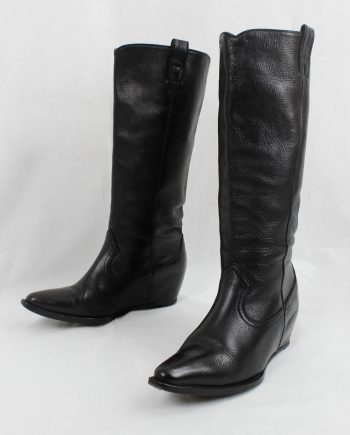 vintage Maison Martin Margiela black 'heelless' cowboy boots with hidden wedge spring 2000