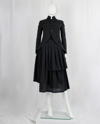 vintage Ys Yohji Yamamoto black pleated wrap skirt of overlapping panels