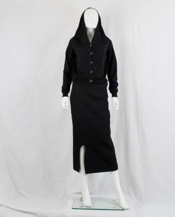 archive Maison Martin Margiela black cardigan with collar elongated into a hood fall 2005