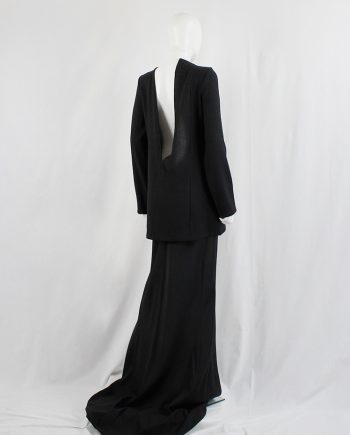 vintage Ann Demeulemeester black long tunic with deep v-shaped back cleavage fall 2015