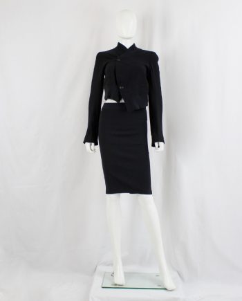 vintage Ann Demeulemeester black midi-pencil skirt with diagonal backseam