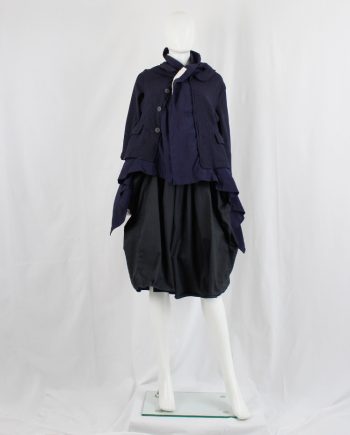 vintage Comme des Garcons dark blue blazer fused with a longer gathered underlayer fall 2009