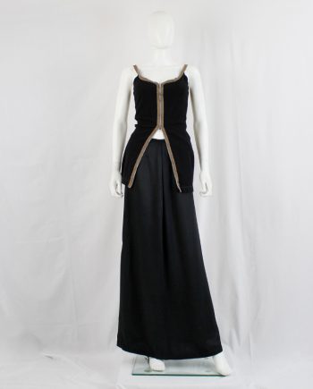 vintage Maison Martin Margiela 6 black quarter turned maxi skirt with side slit 2003 2004