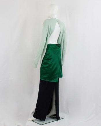 vintage Maison Martin Margiela min green oversized backless cardigan draped on the front of the body spring 2004