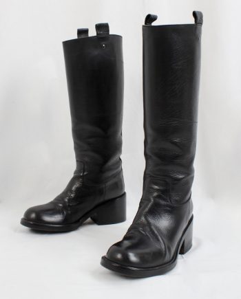 vintage Af Vandevorst dark grey tall classic studded riding boots with low heel